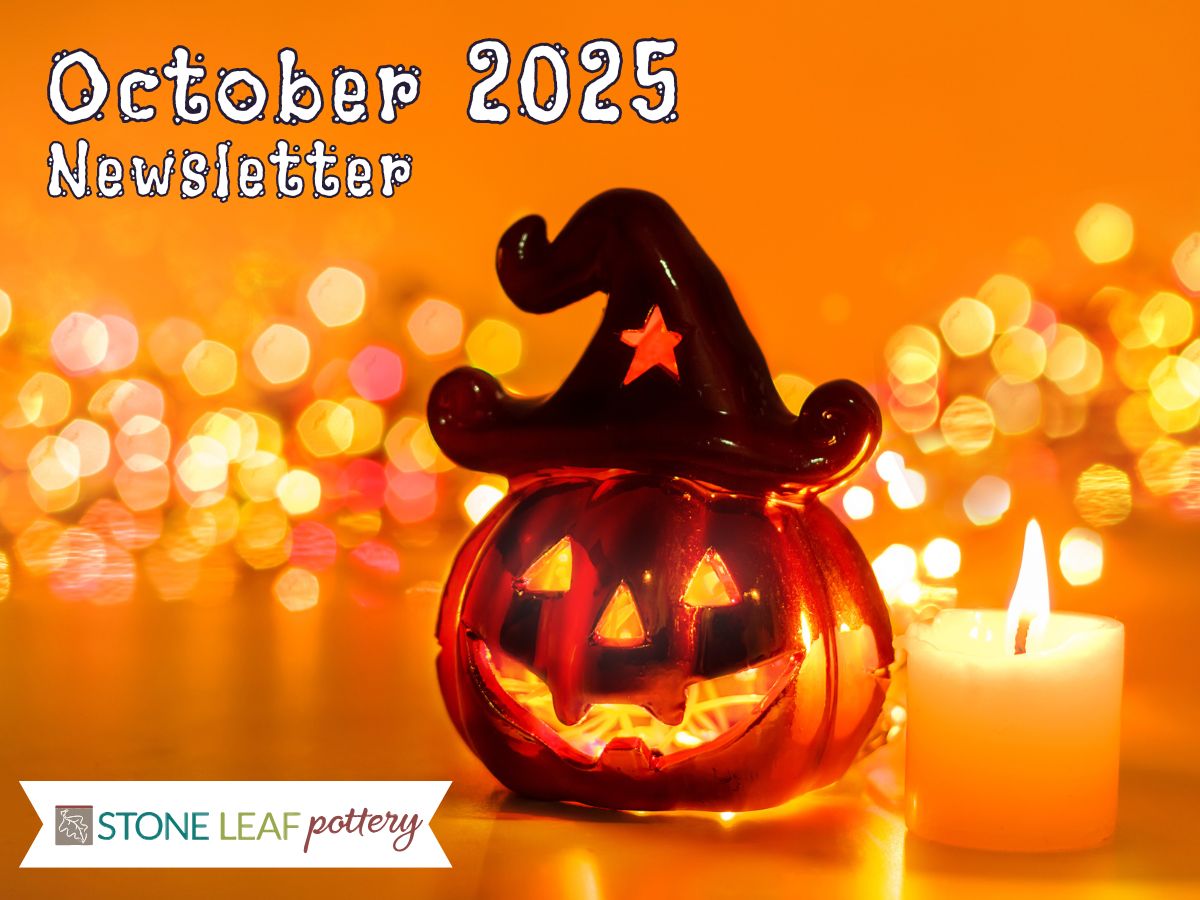 Header graphic from the October 2025 newsletter from Stone Leaf Pottery in Denver, Colorado.