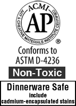 CL Health Label - Conforms to ASTM D-4236; NOT dinnerware safe