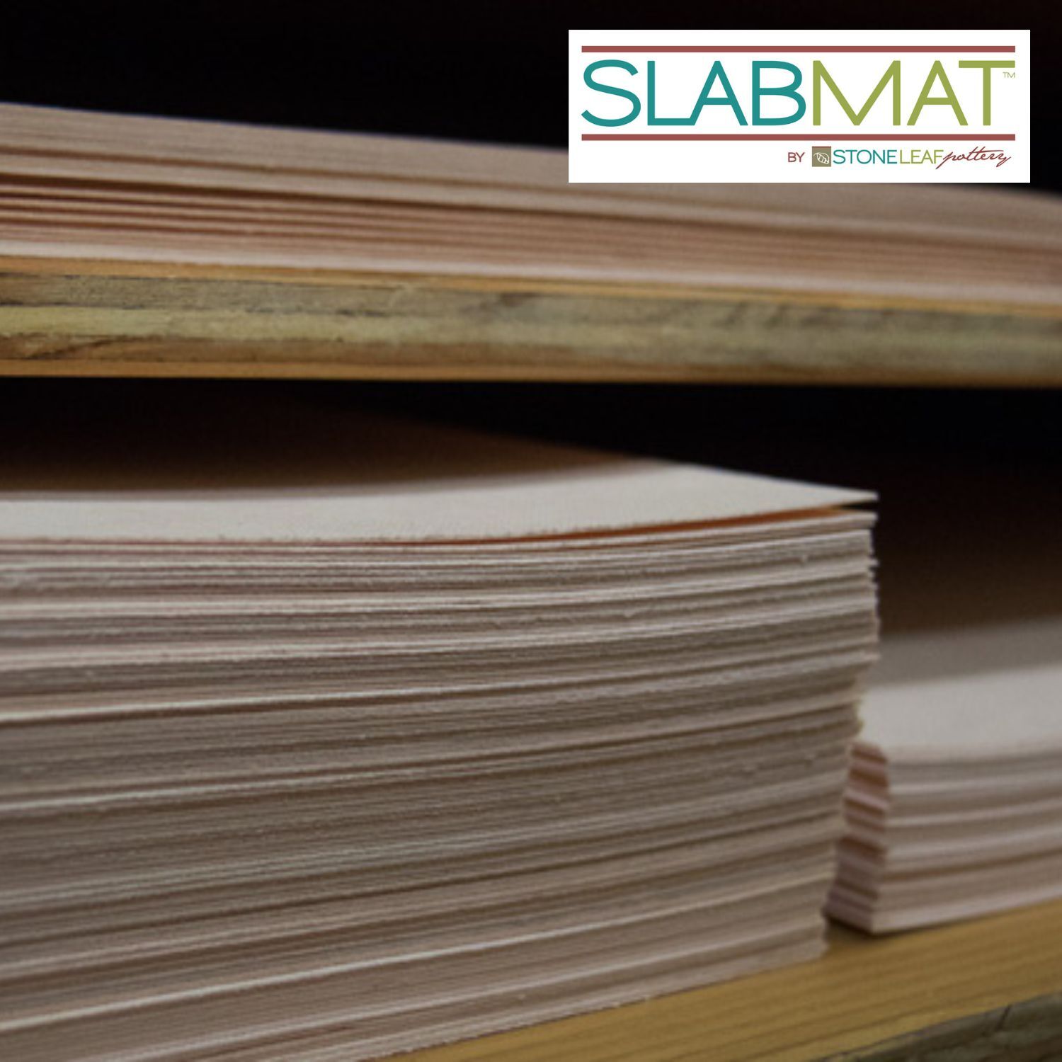 SlabMat stacked on a shelf