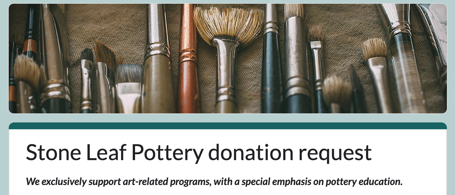 Stone Leaf Pottery Donation Request