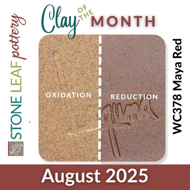 Laguna Maya Red con e 10 clay body, showing an unglazed example in an oxidation firing on the left and in a reduction firing on the right.