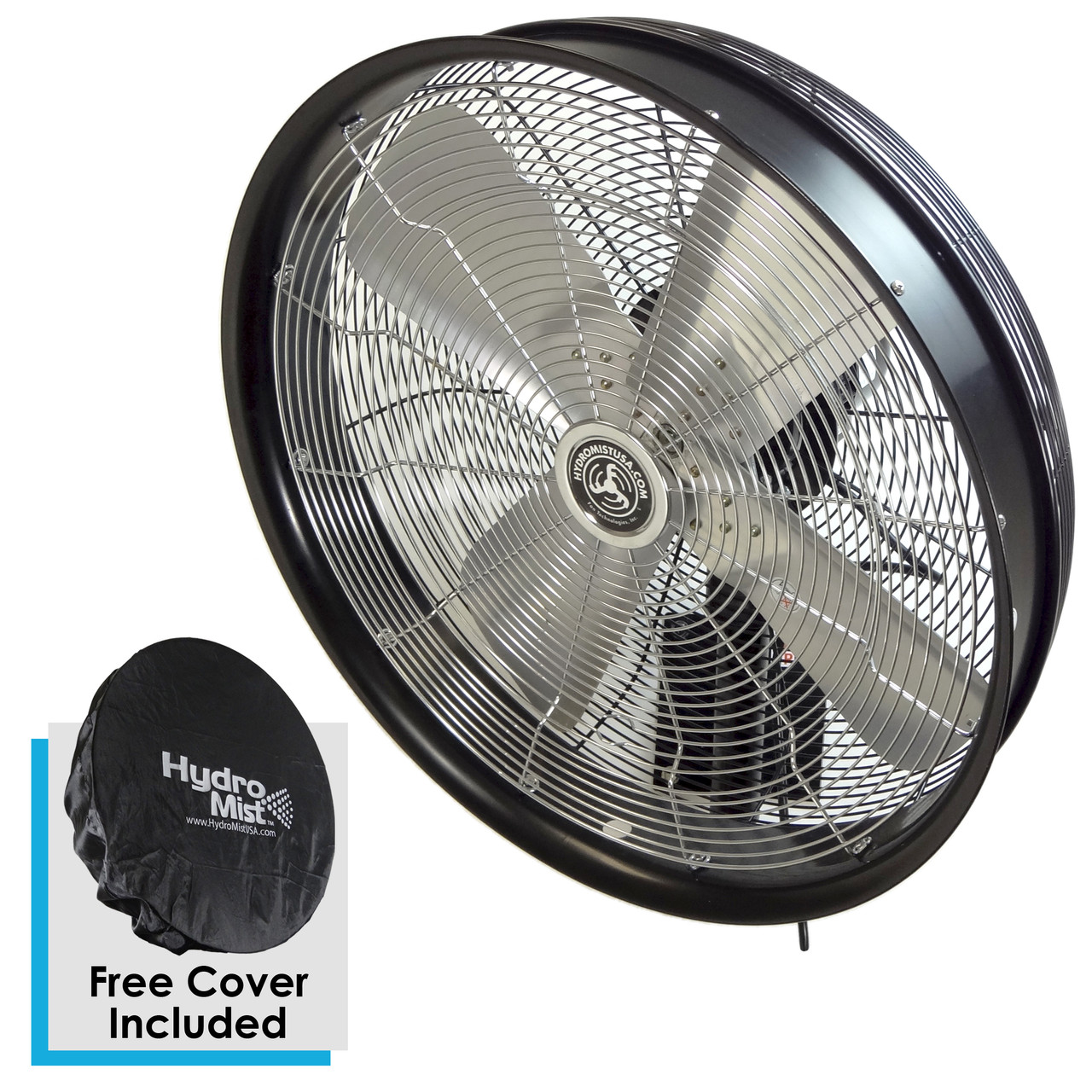 24 Inch Outdoor Wall Mount Oscillating Fan 3-Speed Control on Motor