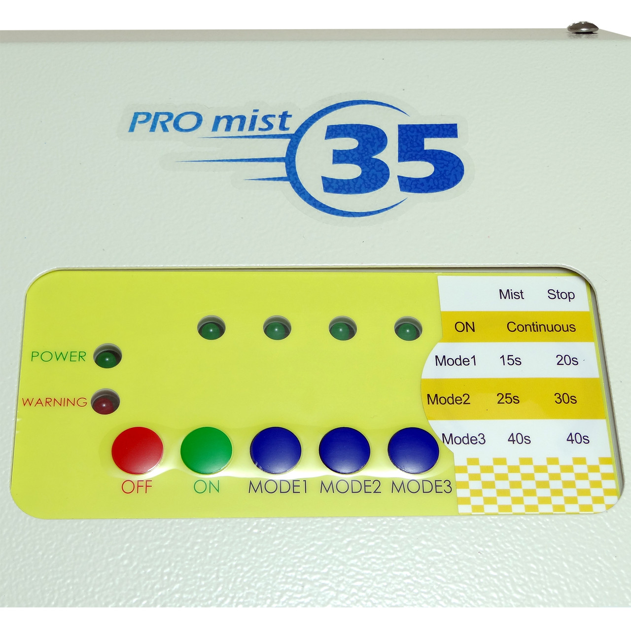 Control Panel with 5 Mist Interval Settings