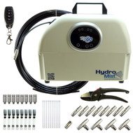 Includes remote, 1/4 high pressure tubing, 8 high pressure all stainless nozzles, clips for attaching to canopy or Bimini, cutters, 4 Tees, 11 inline misting tees and one end mist cap.  

Cable ties included to retrofit any fan with do it yourself nylon ring.