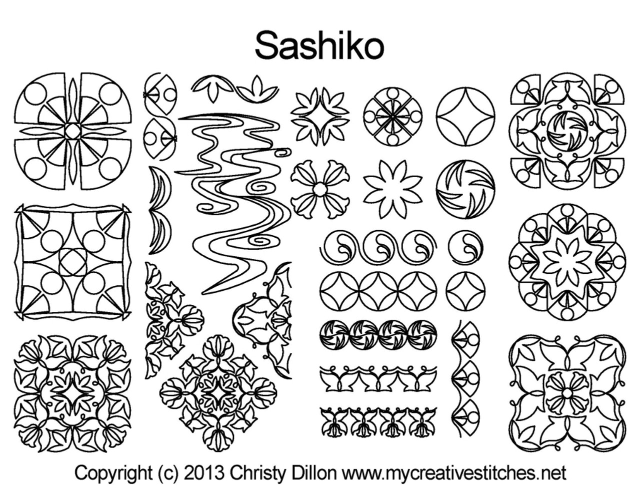 Sashiko Stencils Embroidery Patterns or Quilting Stencils Sashiko Templates  Collection MD medium Size 