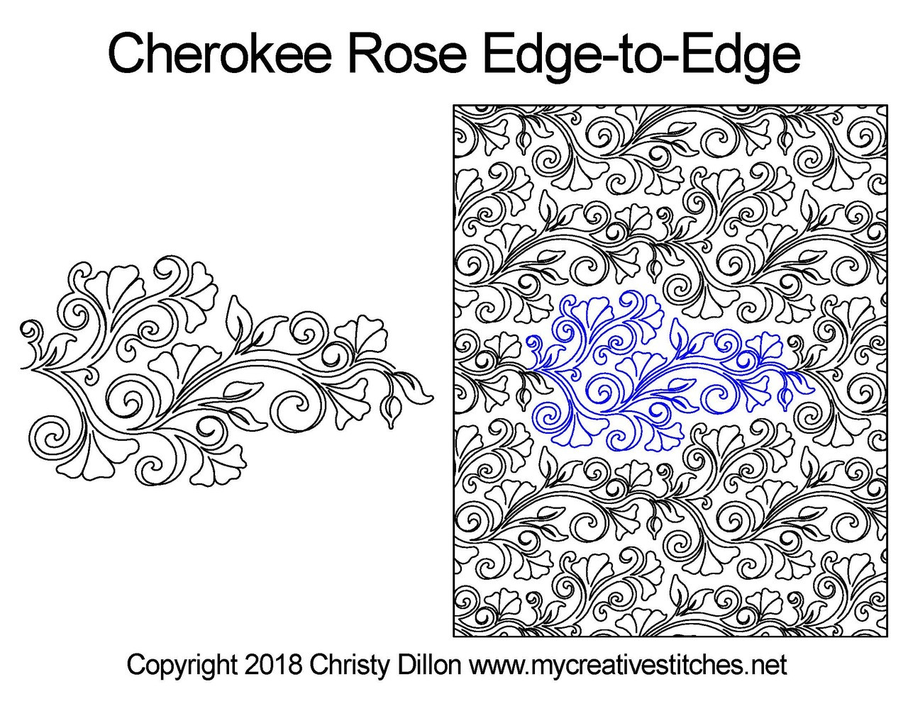 Computerized Quilting Pattern Cherokee Rose Edge-to-Edge