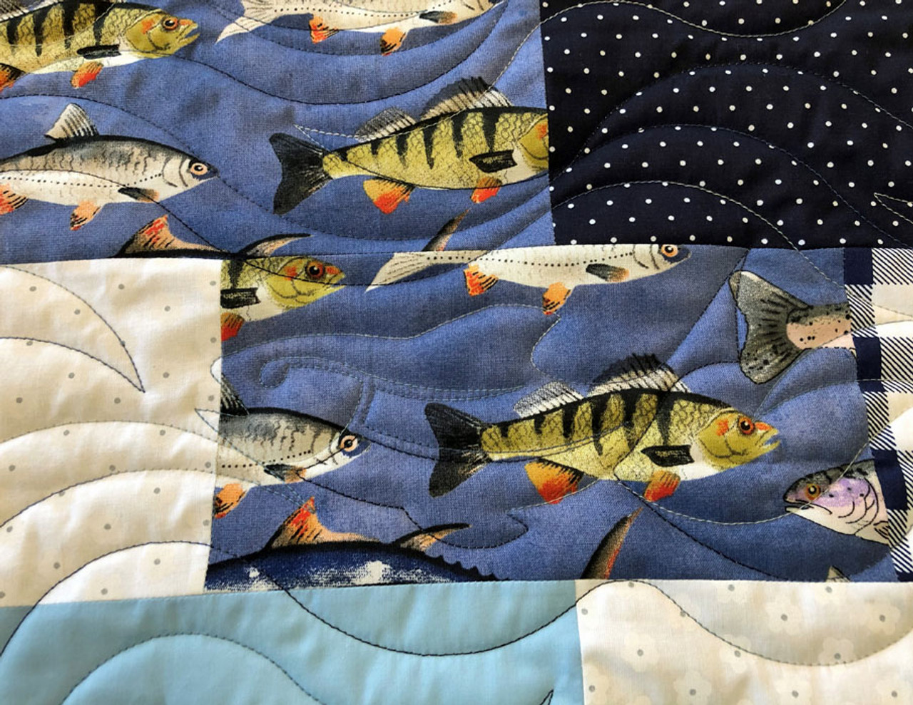 Handmade Custom Gone Fishing Themed Quilt by Songs And Stitches