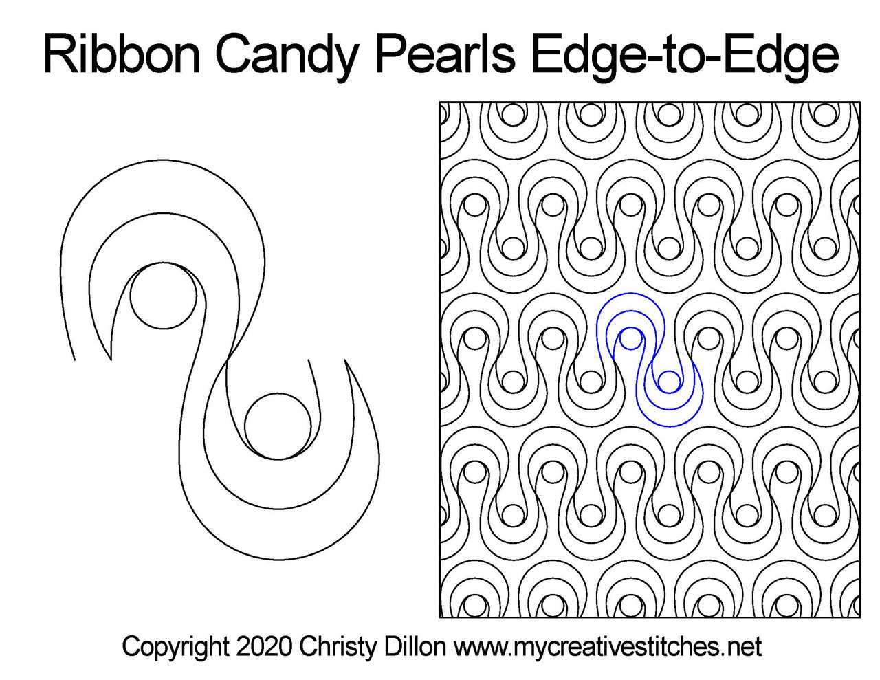 Computerized Quilting Pattern Ribbon Candy Pearls Edge-to-Edge