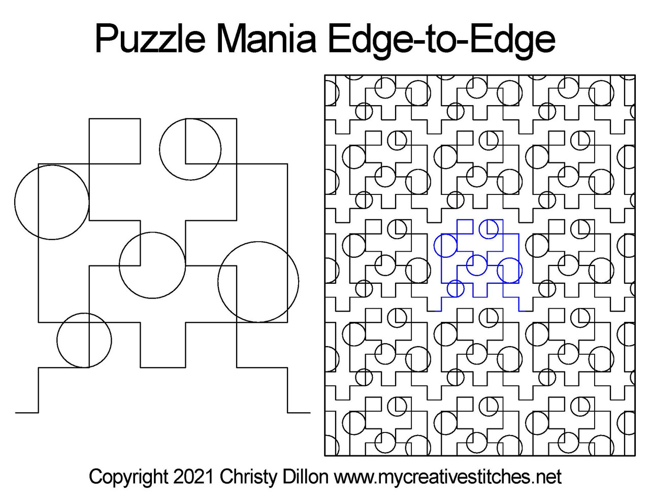 Computerized Quilting Pattern Puzzle Mania Edge-to-Edge