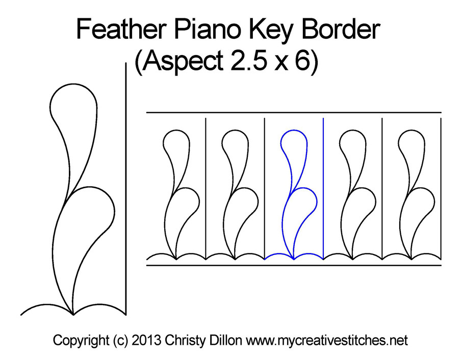 Piano Key Border Feather (2.5 x 6) - My Creative Stitches