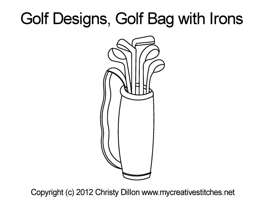 Golf Designs Bag with Irons My Creative Stitches
