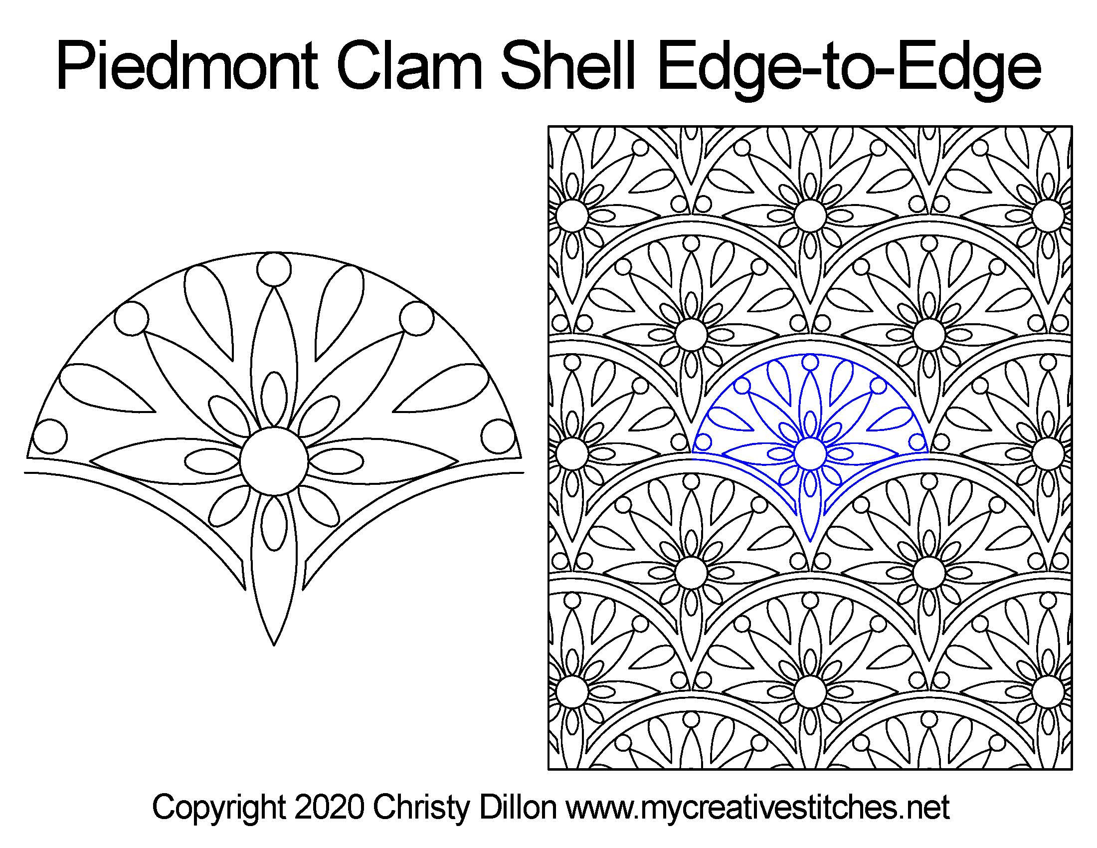Computerized Quilting Pattern Clam Shell Feather EdgetoEdge