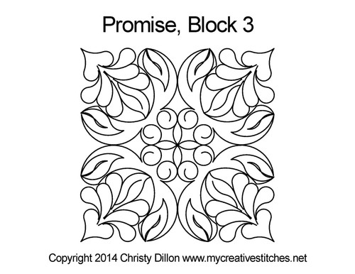 Promise quilting design for block 3
