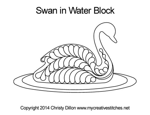 Swan in Water, animal, feather swan, water, circle, curves, Block,