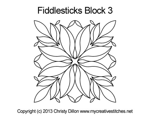 Fiddlesticks block 3 quilting design