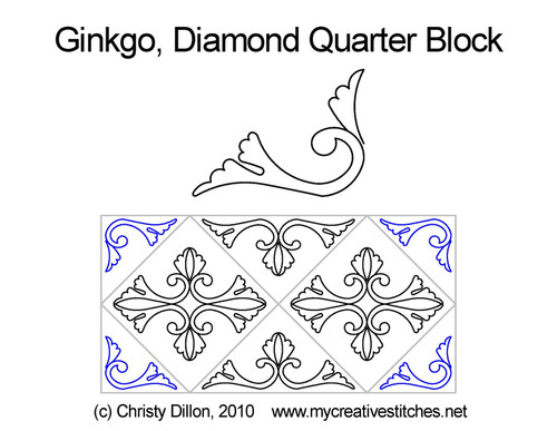 Ginkgo diamond quarter block quilt pattern