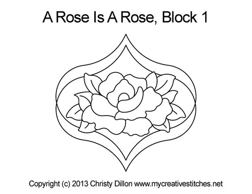 A Rose Is a Rose, Block 1, block specific, swirls, roses, flowers, e2e, p2p, leaves, computerized longarm pattern