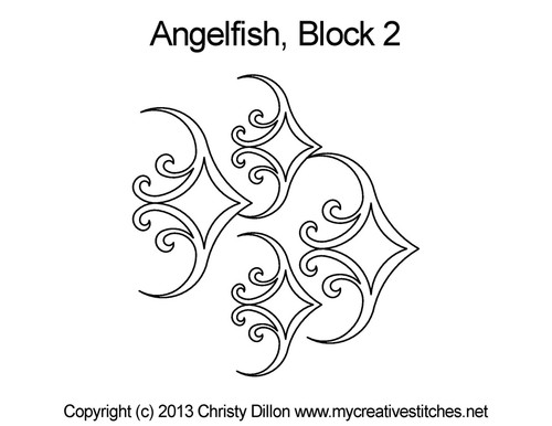 Angelfish, Block 2, animals, swirls, stars, water, diamonds, fish, e2e, p2p, computerized patterns, block, bdrs