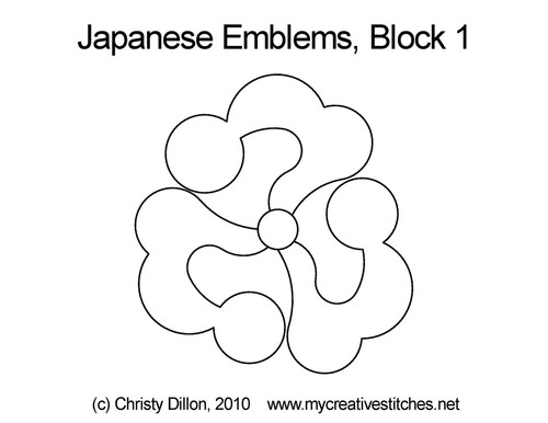 Japanese emblems quilting pattern for block 1