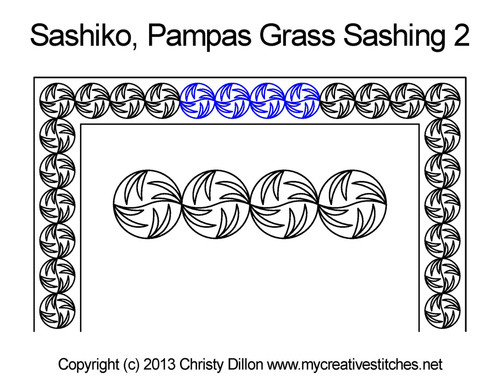 Sashiko Pampas Grass Sashing 2 quilting designs