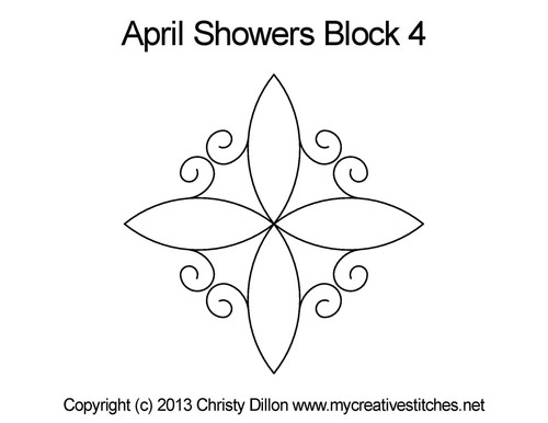 April showers quilting design for block 4