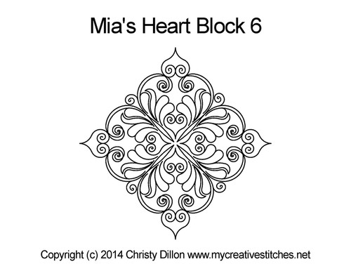 Mia's heart quilting pattern for block 6