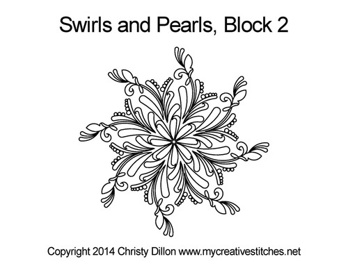 Swirls and Pearls Block 2 computerized longarm pattern