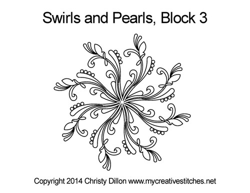 Swirls and Pearls Block 3 computerized longarm pattern