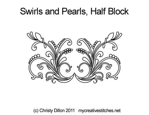 Swirls and Pearls Half Block computerized longarm pattern