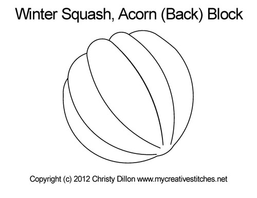 Winter Squash Acorn, Block Back, block specific, squash, veggie, winter squash, swirls, computerized longarm pattern