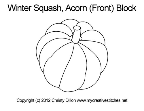 Winter Squash Acorn, Block Front,  block specific, squash, veggie, winter squash, swirls, computerized longarm pattern