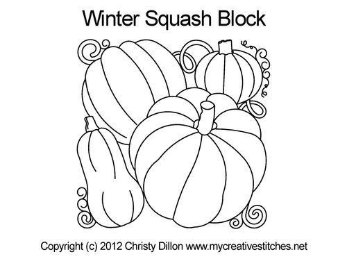 Winter Squash, Block, block specific, squash, veggie, winter squash, swirls, computerized longarm pattern
