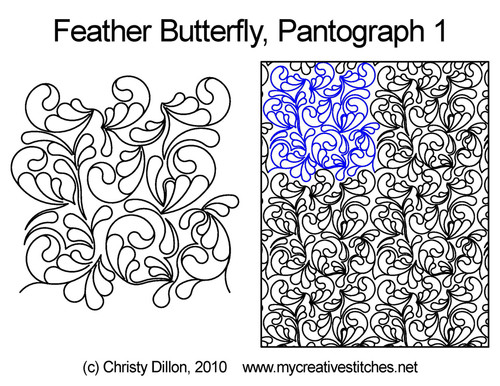 Feather butterfly digitized quilt pantographs