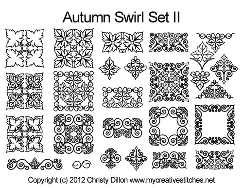 Autumn Swirl Set II Set digital quilt patterns
