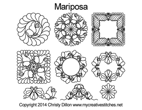 Mariposa Feather Set digitized quilting pattern
