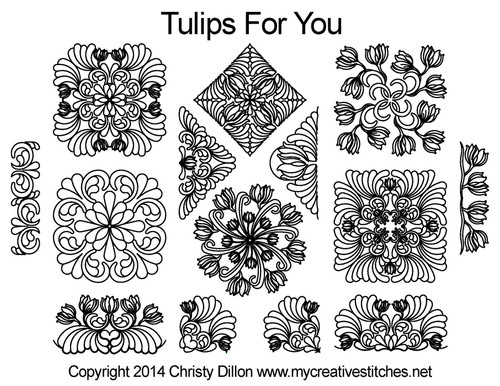 Tulips For You Set computerized quilting patterns