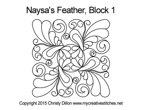 Naysa's feather quilt pattern for block 1