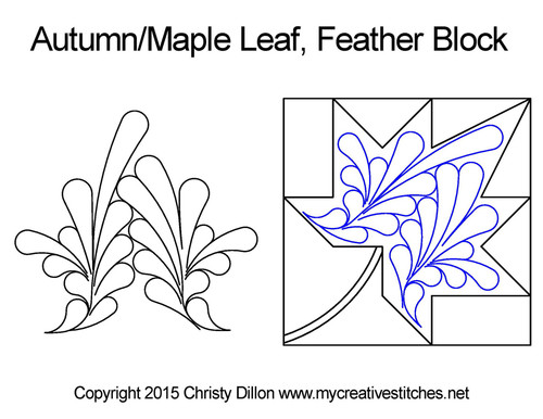 Autumn/maple leaf feather block quilt design