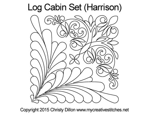 Log Cabin Harrison Feather Set quilting designs