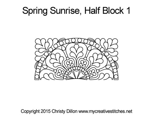 Spring Sunrise, Half Block 1, feathers, pearls, flowers, block, computerized longarm pattern