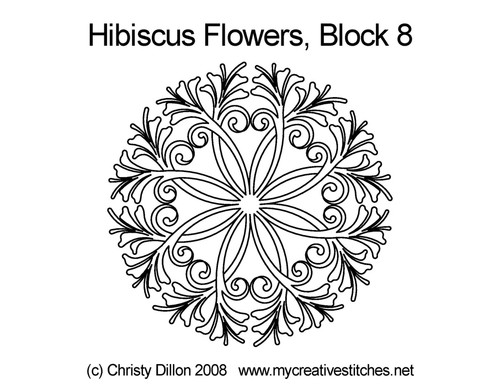 Hibiscus Round Flowers block 8 quilt pattern