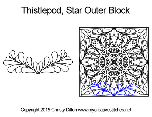 Thistlepod outer quilting design for star blocks