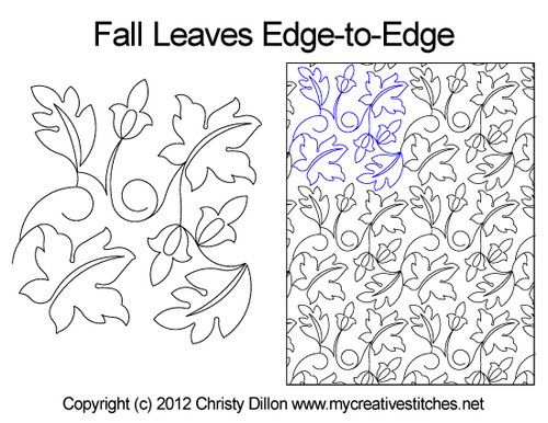 Fall leaves digitized quilt pantograph