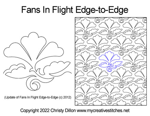 Fans in Flight digitized quilt Pantograph edge-to-edge