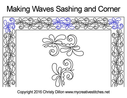 Making Waves Sashing and Corner quilt design