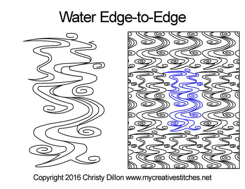 Water edge-to-edge quilting pattern