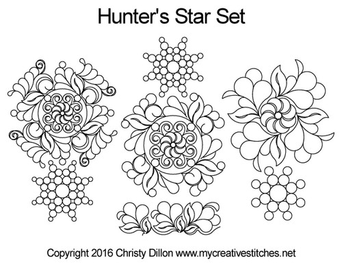 Hunter's Star Set digital quilting design set