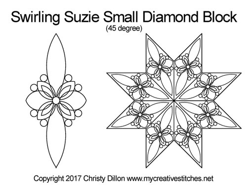 Swirling Suzie 45 Degree Diamond, Small Block, pearls, small Diamond, curves, petals,