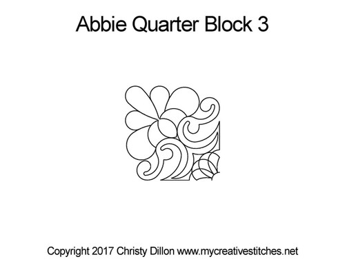 Abbie, Quarter Block 3, swirls, feathers, modern, traditional, patterns for beginners, computerized designs, My Creative Stitches