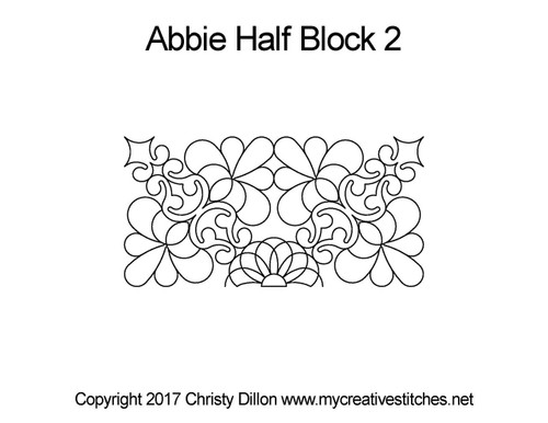 Abbie, Half Block 2, block specific, swirls, e2e, p2p, leaves, feathers, computerized longarm pattern, digital designs, My Creative Stitches